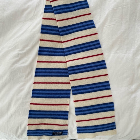 Burberry Accessories - Burberry Striped Scarf blue red preppy soft wool classic vintage academic